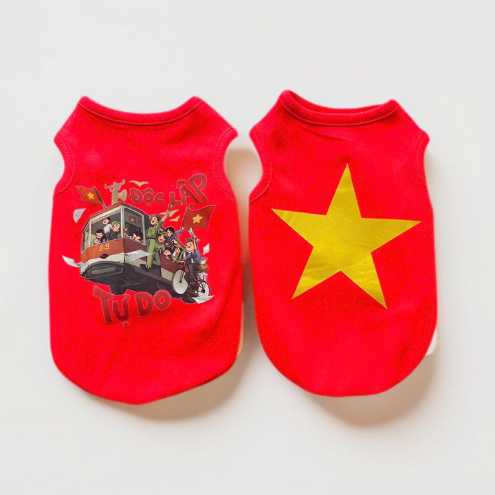 Áo Ba Lỗ Cờ Đỏ Sao Vàng Độc Lập Tự Do Từ 0.5-28kg Cho Thú Cưng Chó Mèo