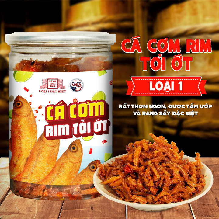 Cá Cơm Rim Tỏi Ớt Làng Chài Xưa Loại 1 Đặc Biệt Tẩm Ướp Thơm Ngon 300 Năm Truyền Thống Hủ 155g