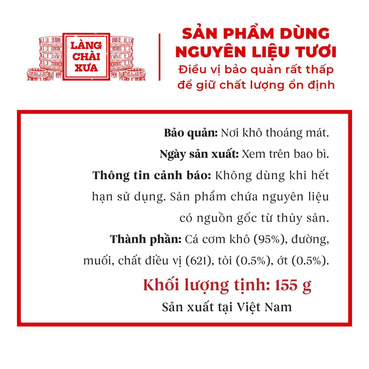 Alternative view of Cá Cơm Rim Tỏi Ớt Làng Chài Xưa Loại 1 Đặc Biệt Tẩm Ướp Thơm Ngon 300 Năm Truyền Thống Hủ 155g