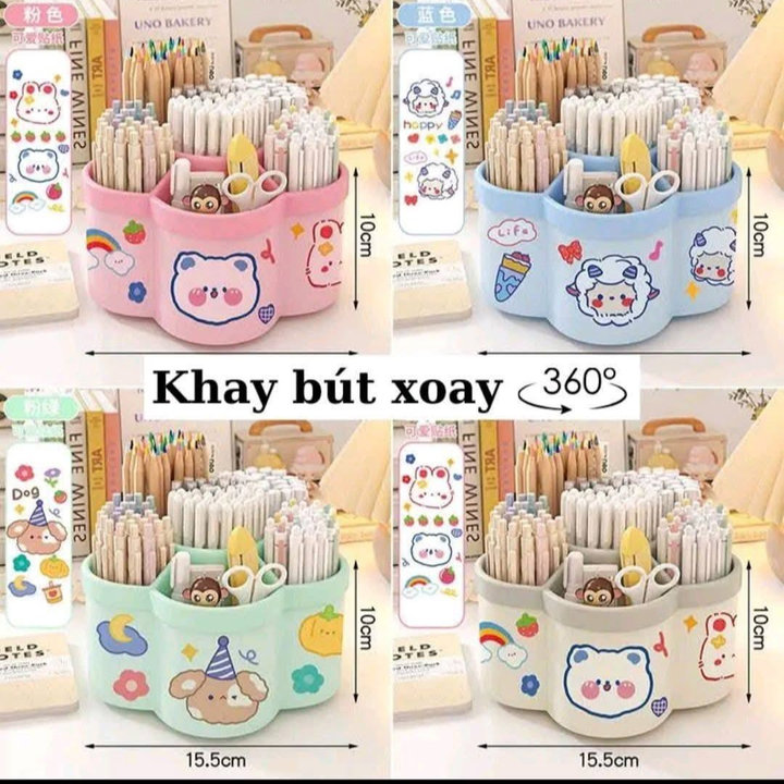 Khay Đựng Bút Để Bàn Nhiều Ngăn Xoay 360 Độ Tiện Ích
