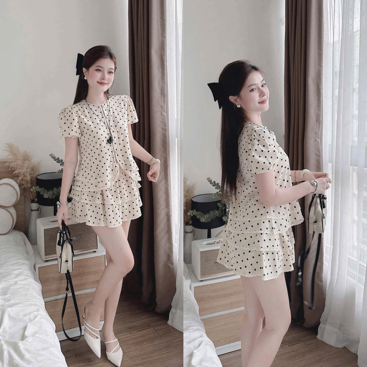 Alternative view of Set Cotton Lạnh Chân Váy Phối Ren Có Quần Trong Tb110hd -nana House