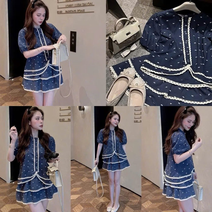Alternative view of Set Cotton Lạnh Chân Váy Phối Ren Có Quần Trong Bt110pi -sam Store