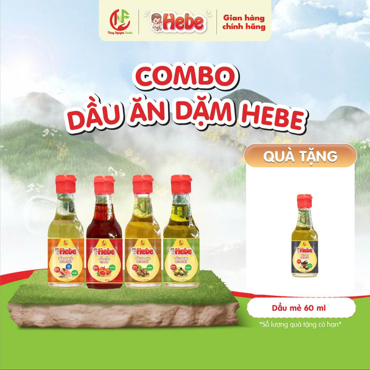 Combo 4 Dầu Olive - Dầu Cá Hồi - Dầu Óc Chó - Dầu Gấc 60ml Hebe