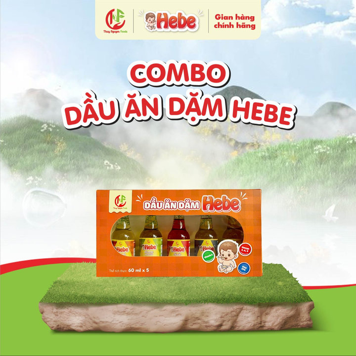 Combo 5 Dầu Olive - Cá Hồi - Dầu Mè - Dầu Gấc - Dầu Óc Chó 60ml Hebe