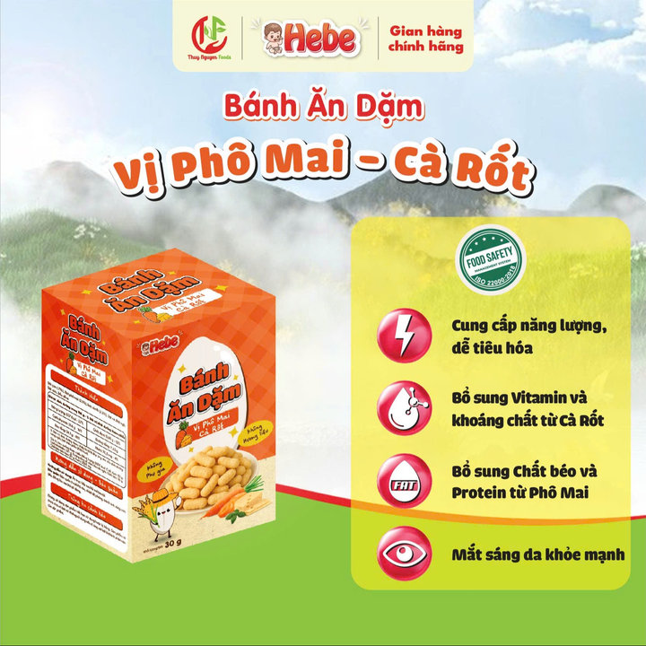 Bánh Ăn Dặm 30g - Vị Cà Rốt - Phô Mai Hebe