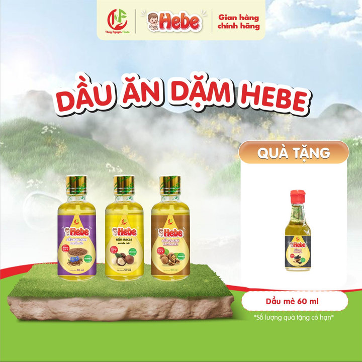 Combo 3 Dầu Macca - Dầu Hạt Lanh - Dầu Óc Chó Nguyên Chất 50ml Hebe