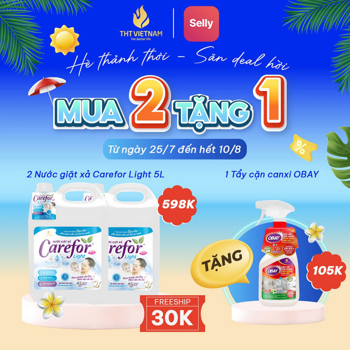 Nước Giặt Xả Carefor Light Dịu Nhẹ Cho Trẻ Sơ Sinh 5000ml