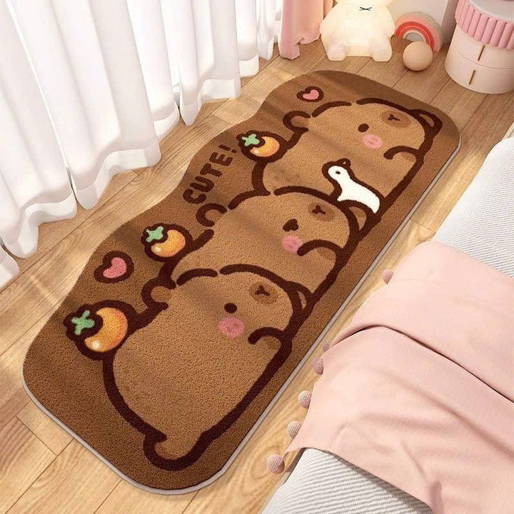 Thảm Chân Phòng Ngủ Capybara Cao Cấp Lông Mềm Mại Êm Chân Decor Phòng