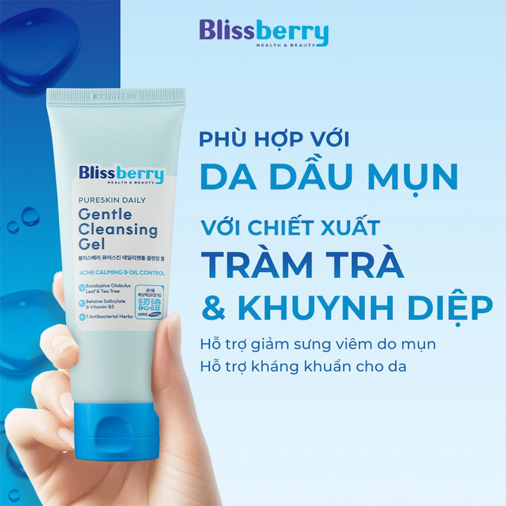 Sữa Rửa Mặt Bha Sạch Nhờn, Giảm Mụn Blissberry 100ml