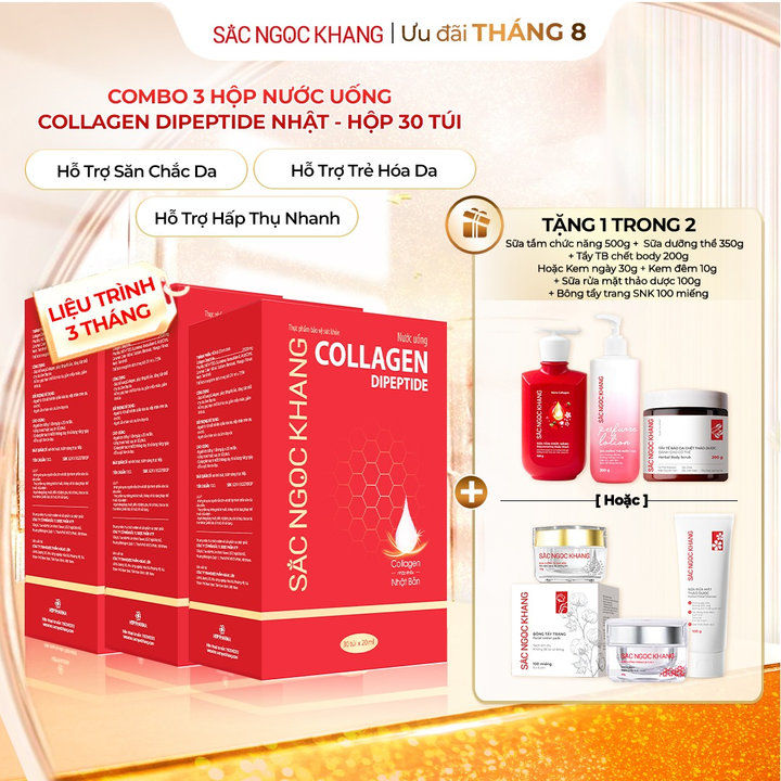 Combo 03 Nước Uống Collagen Dipeptide (30 Túi X 20ml) - Sắc Ngọc Khang