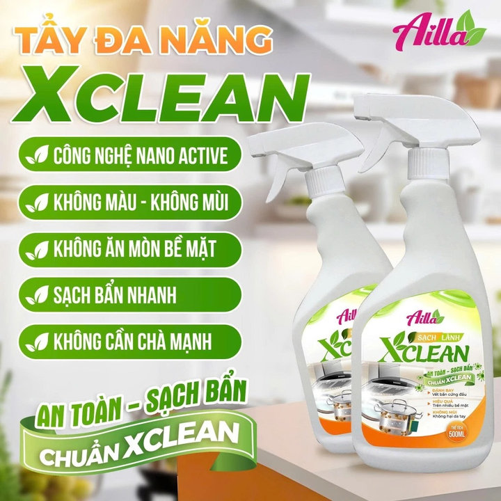 [mua 1 Tặng 2] Tẩy Đa Năng Xclean 500ml Vệ Sinh Sạch Dầu Mỡ, Xử Lý Cặn Canxi An Toàn Sạch Bụi Bẩn Trên Thiết Bị Nhà Bếp