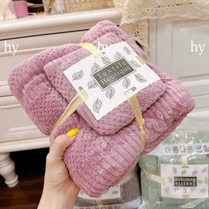 Set 2 Khăn Tắm Lông Cừu Xuất Hàn Cỡ Lớn