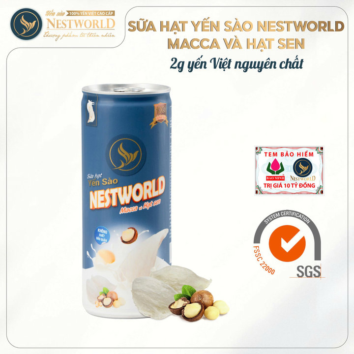 [1 Lon] Sữa Hạt Yến Sào Nestworld Macca Và Hạt Sen