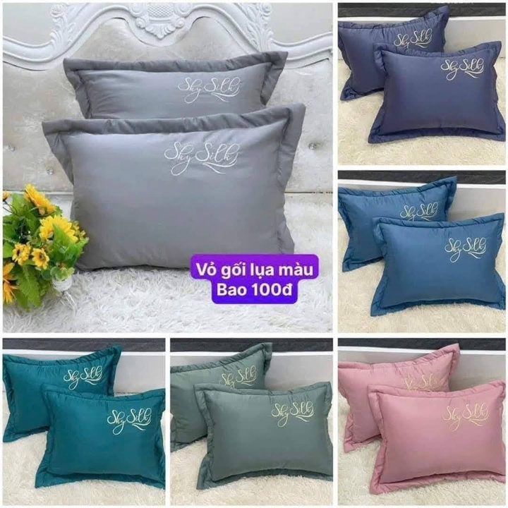 Vỏ Gối Lụa Siêu Xịn Mềm Mịn Mướt Tay Sét 2 Chiếc