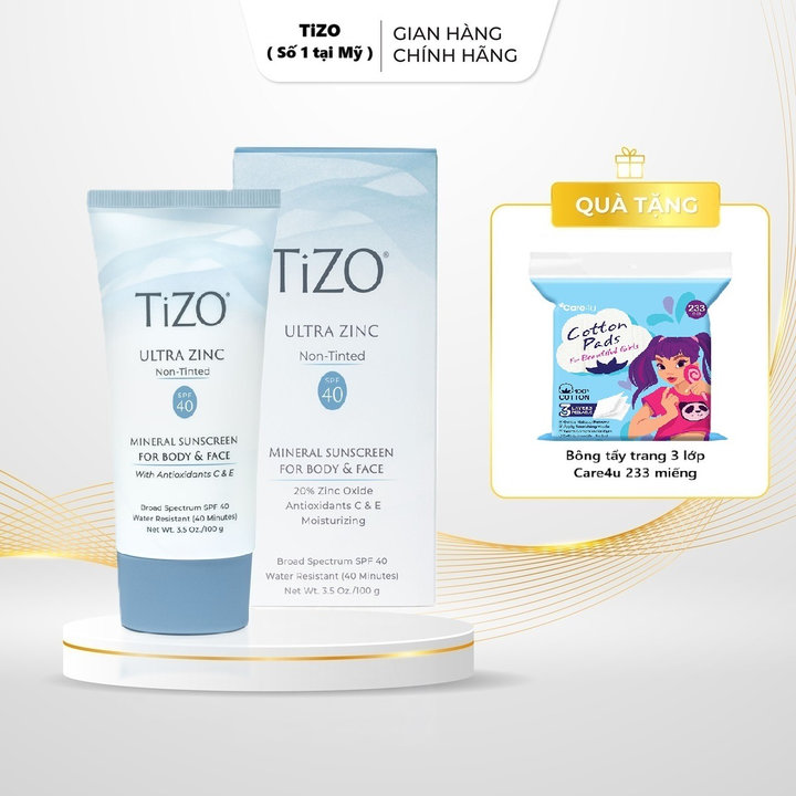 Kem Chống Nắng Khoáng Chất Không Màu Cho Da Mặt Và Cơ Thể Spf40 100g Tizo
