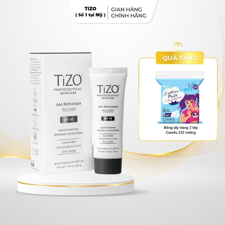 Kem Chống Nắng Khoáng Chất Dưỡng Ẩm Không Màu Spf40 50g Tizo Photoceutical Skincare