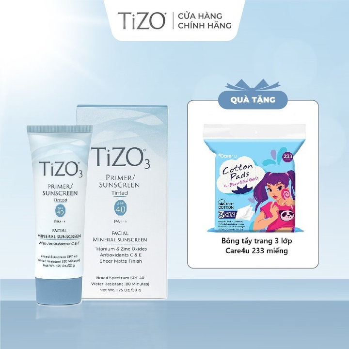 Kem Chống Nắng Khoáng Chất Kiêm Kem Lót Có Màu Spf40 Pa+++ 50g Tizo3