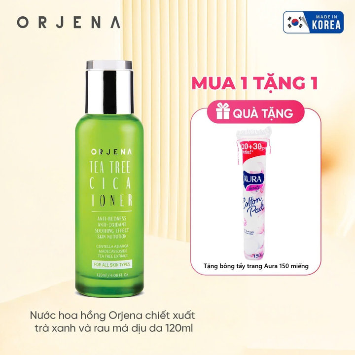 Nước Hoa Hồng Orjena Chiết Xuất Trà Xanh Và Rau Má Dịu Da 120ml