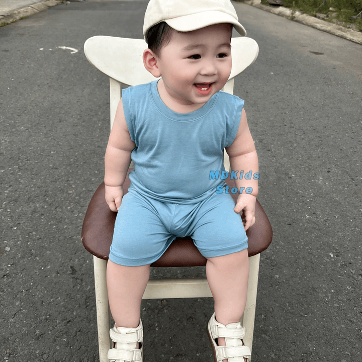 Alternative view of Bộ Ba Lỗ Thun Lạnh Cho Bé Trai,bé Gái Từ 5kg-15kg.