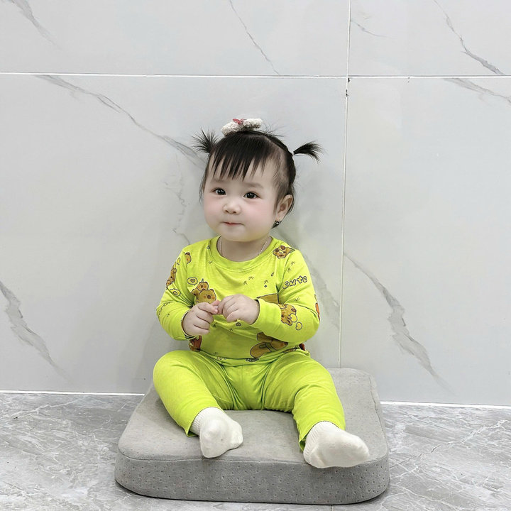 Alternative view of Bộ Thun Lạnh Họa Tiết Tay Dài,quần Dài,cho Bé Trai,bé Gái,trẻ Em,size 5-15kg