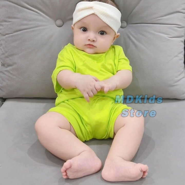 Bộ Quần Áo Thun Lạnh Tay Ngắn Quần Ngắn Mdkids Cho Bé Trai Và Bé Gái 5-15kg.