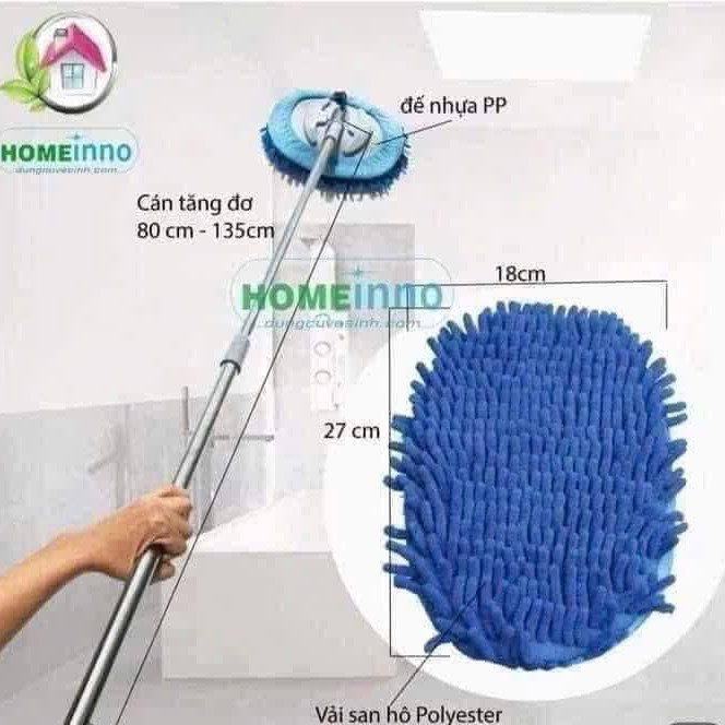 Cây Lau Bụi Trần Nhà, Lau Xe Ô Tô, Lau Kính,...cán Inox Gập Rút