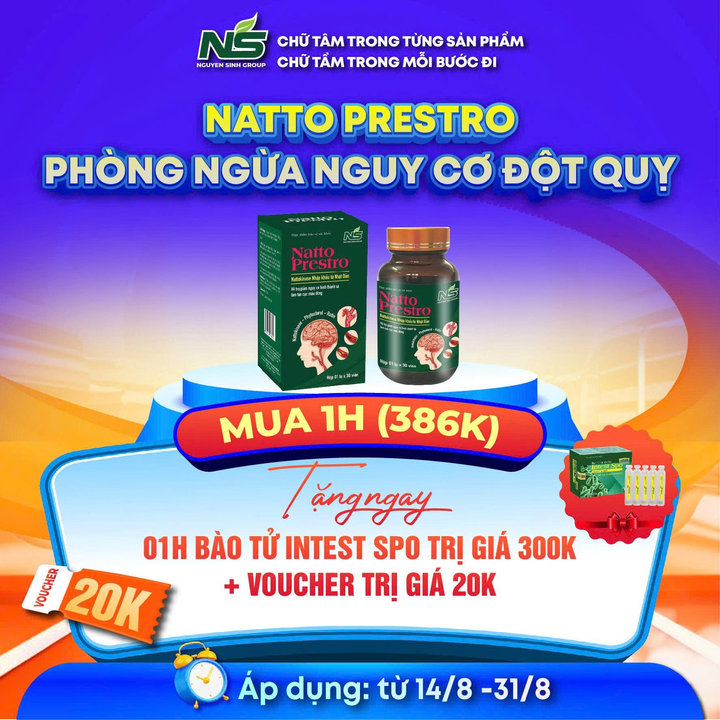 Hỗ Trợ Phòng Tai Biến Đột Quỵ Natto Presto - Tpbvsk 30 Viên Nguyên Sinh Group