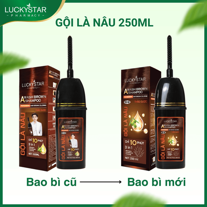 Gội Là Nâu Phủ Bạc Thảo Dược Cao Cấp Kèm Lược 250ml - Lucky Star