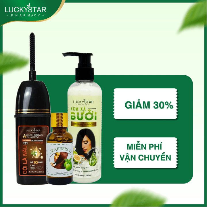 Alternative view of [combo Chăm Sóc Tóc] Combo Gội Phủ Bạc, Kem Xả Bưởi 250ml - Tinh Dầu Bưởi 30ml - Lucky Star