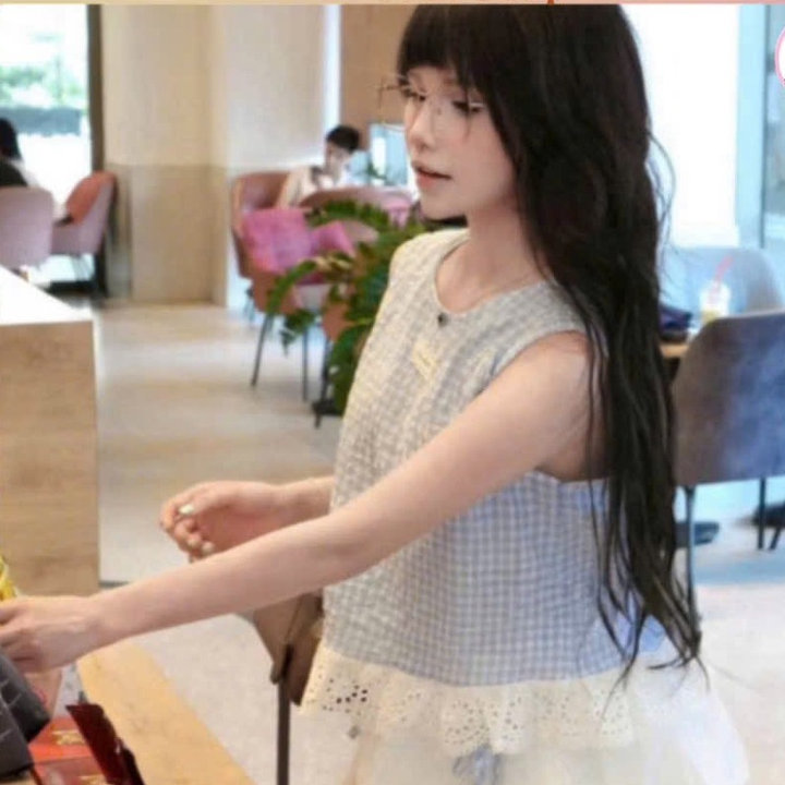 Alternative view of Set Áo Đũi Xốp Sọc Đính Chữ Miu Mix Chân Váy Bí Mango Đính Nơ Bt90or