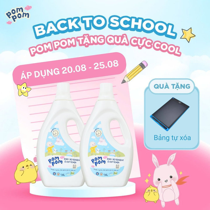 [combo 2 Chai 1.6l] - Dành Cho Bé Sơ Sinh - Gel Giặt Xả 2in1- Sạch Sâu - Kháng Khuẩn - Khử Mùi Nôn Trớ, Ọc Sữa, Tè Khai-lưu Hương Phấn Thơm Dịu Nhẹ-