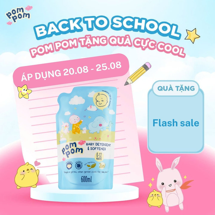 Túi 600ml- Dành Cho Bé Sơ Sinh - Gel Giặt Xả 2in1- Sạch Sâu Kháng Khuẩn - Khử Mùi Nôn Trớ, Ọc Sữa, Tè Khai-lưu Hương Phấn Thơm Dịu Nhẹ