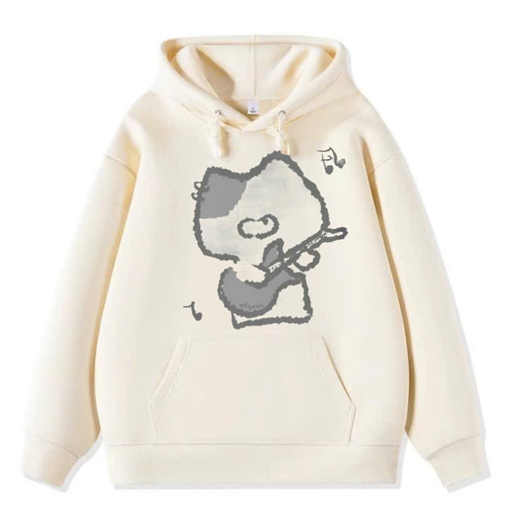 Alternative view of Áo Hoodie Mùa Đông Form Rộng Mũ 2 Lớp Nam Nữ Dài Tay- Mèo Đánh Đàn Hodie