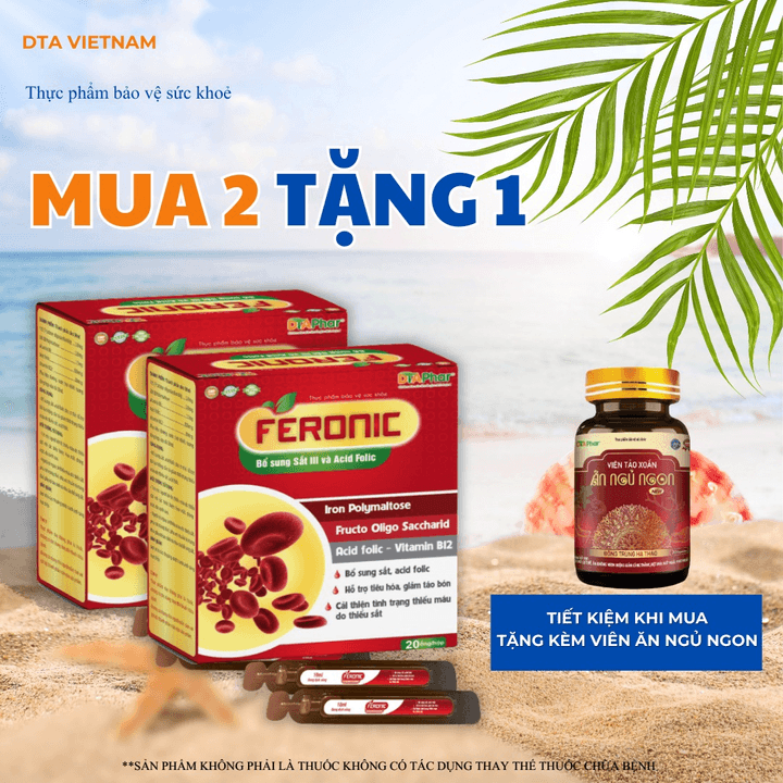 Siro Uống Feronic Bổ Sung Sắt 3 Và Acid Folic Hỗ Trợ Tiêu Hoá Giảm Táo Bón Cải Thiện Tình Trạng Thiếu Máu Hộp 20 Ống