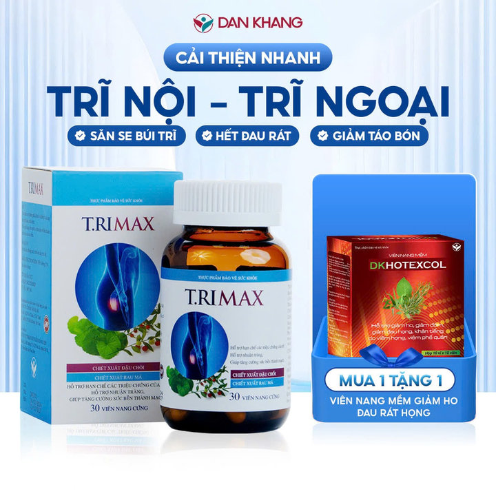 Viên Uống Co Thắt Búi Trĩ Giảm Sưng Đau Do Trĩ Trimax Hộp 30 Viên - Dân Khang