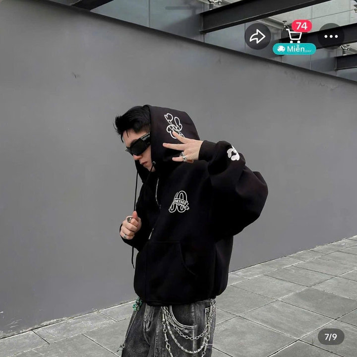 Alternative view of Áo Khoác Hoodie Nam Nữ Form To In Số 69 Chất Nỉ Bông Có Dây Kéo Phao - Htm Fashion