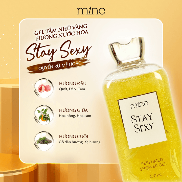 Gel Tắm Trắng Nhũ Vàng Nước Hoa Mine Stay Sexy 500g