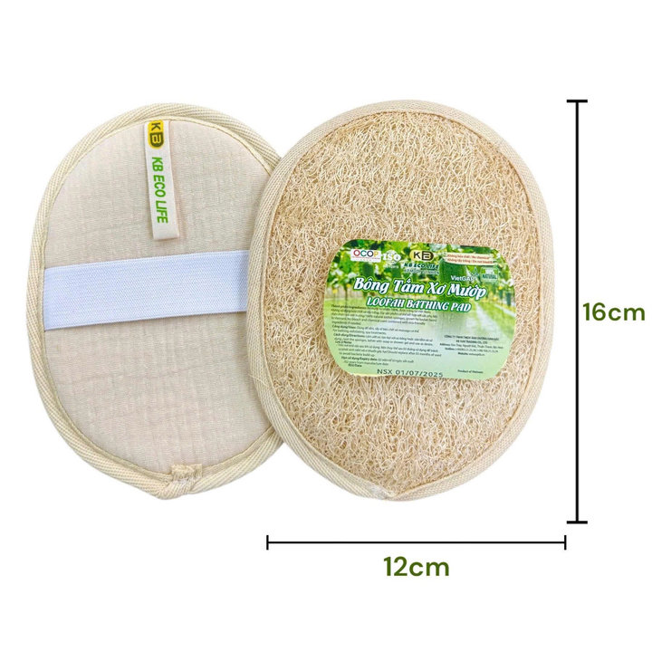 Bông Tắm Xơ Mướp 1 Mặt Xơ - Hình Oval - Size 12*16 -tự Nhiên An Toàn - Kb Ecolife