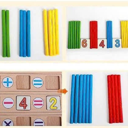 Hộp Thẻ Ghép Số Và Que Tính Bằng Gỗ An Toàn Cho Các Bé Yêu