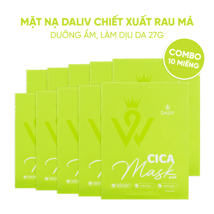 Alternative view of Combo 10 Tặng 2 Mặt Nạ Daliv Chiết Xuất Rau Má Dưỡng Ẩm, Làm Dịu Da 27g