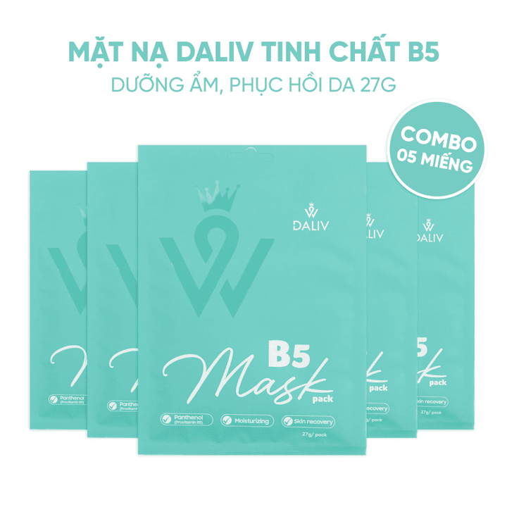 Combo 10 Tặng 2 Mặt Nạ Daliv Tinh Chất B5 Dưỡng Ẩm, Phục Hồi Da 27g