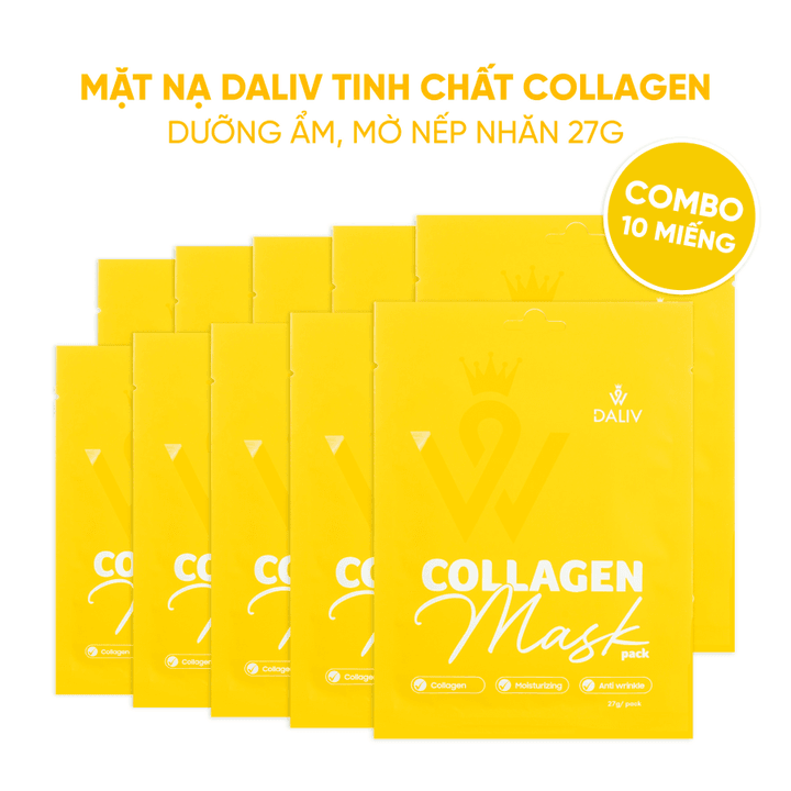 Alternative view of Combo 10 Tặng 2 Mặt Nạ Daliv Tinh Chất Collagen Dưỡng Ẩm, Mờ Nếp Nhăn 27g