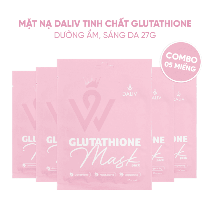 Combo 10 Tặng 2 Mặt Nạ Daliv Tinh Chất Glutathione Dưỡng Ẩm, Sáng Da 27g