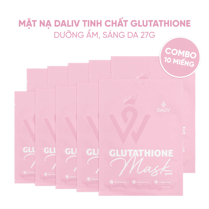Alternative view of Combo 10 Tặng 2 Mặt Nạ Daliv Tinh Chất Glutathione Dưỡng Ẩm, Sáng Da 27g