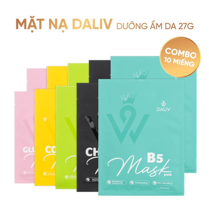 Combo 10 Tặng 2 Mặt Nạ Dưỡng Da Các Loại Daliv Hàn Quốc 27g