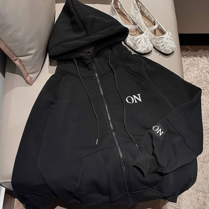 Alternative view of Áo Khoác Nỉ Boxy Hoodie Nam Nữ Có Nón To Dày Thêu On - Htm Fashion