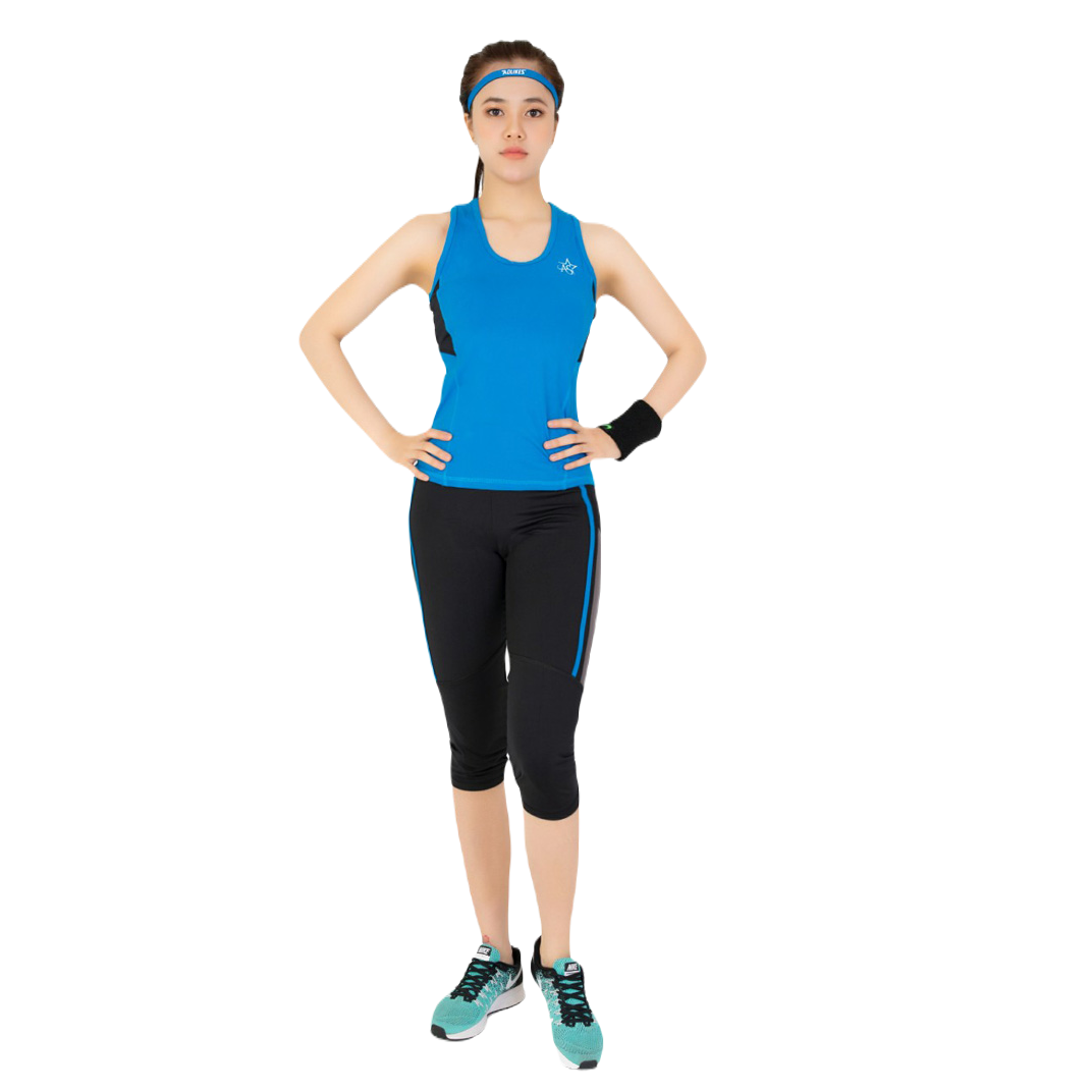 Bộ Tập Thể Thao Nữ Quần Lửng Áo 3 Lỗ Phối Màu Dl1201 Màu Xanh - Ansa Sport