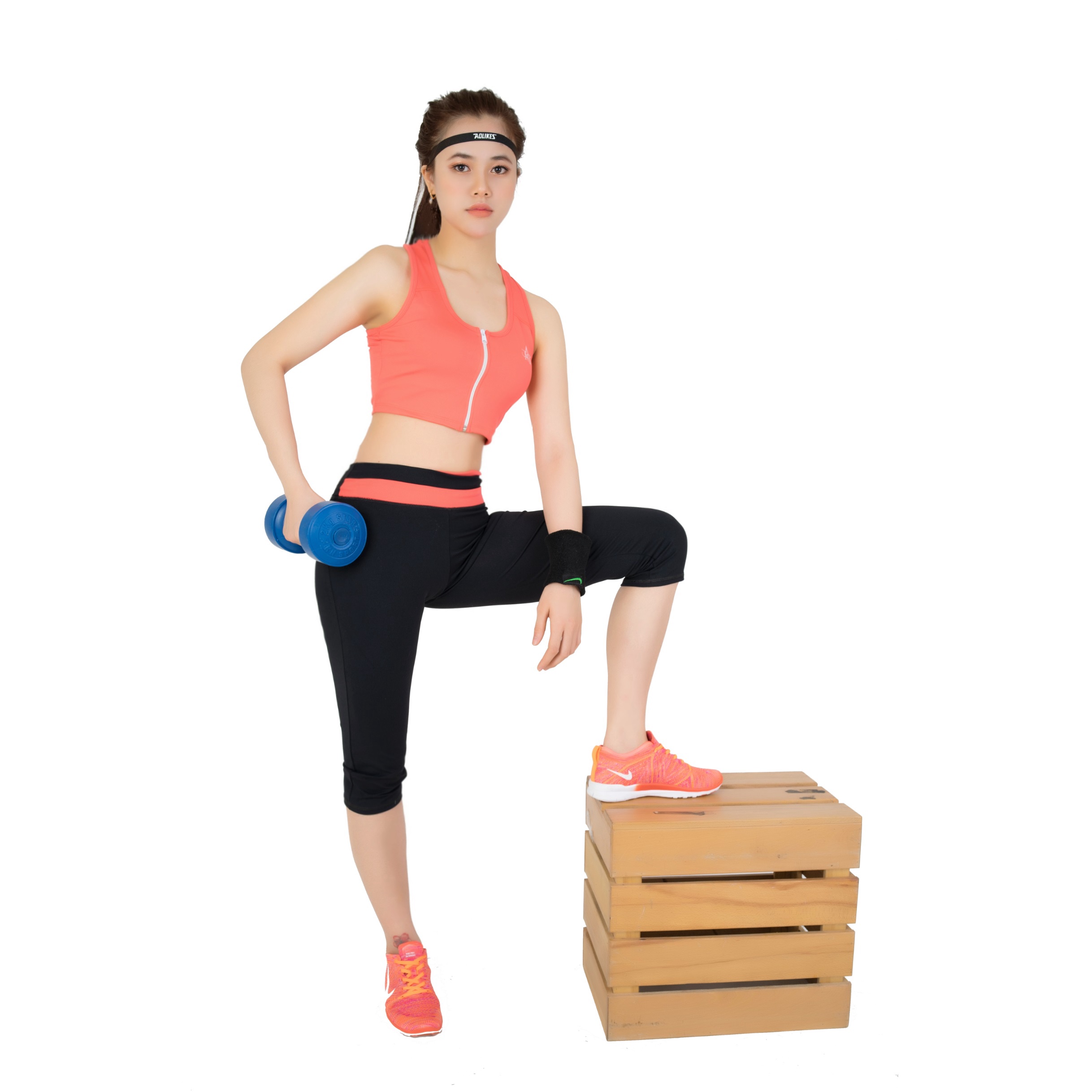 Bộ Tập Thể Thao Nữ Quần Lửng Áo Croptop Khóa Kéo Dl1401 Màu Hồng - Ansa Sport