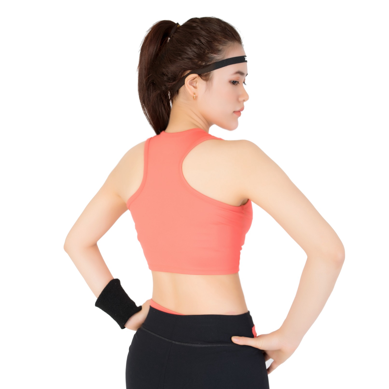 Alternative view of Bộ Tập Thể Thao Nữ Quần Lửng Áo Croptop Khóa Kéo Dl1401 Màu Hồng - Ansa Sport