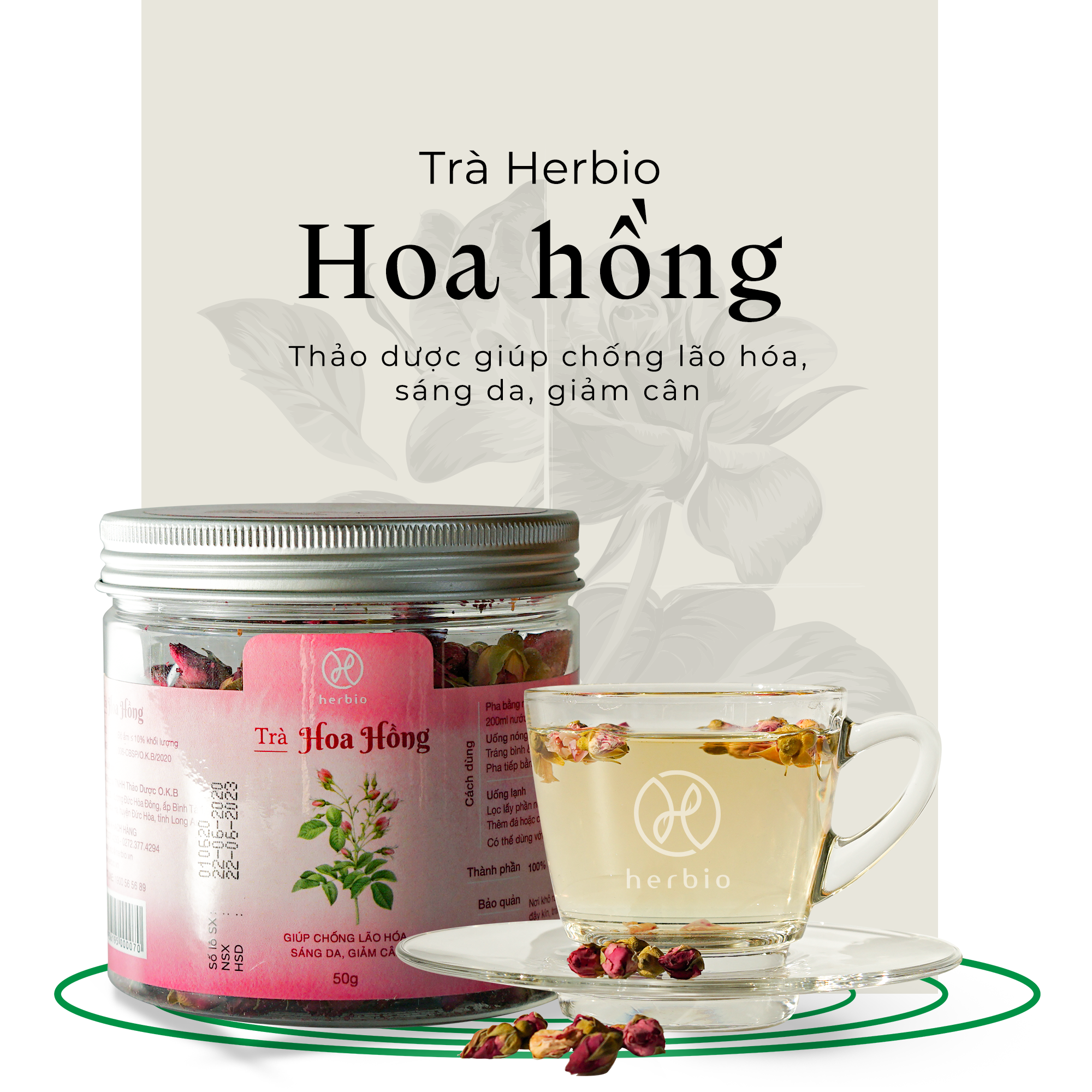 Trà Hoa Hồng 50g - Herbio